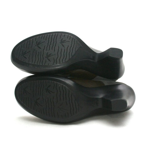 DROMEDARIS Leather Pumps Brown & Gray Closed 3 1/4" Heels with Padded Insoles - Picture 3 of 10